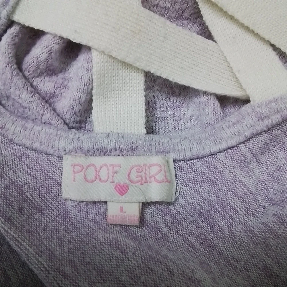 Poof Girl Large Lavender Purple Knit‎ Sweater V-Neck Crisscross Back Long Sleeve
